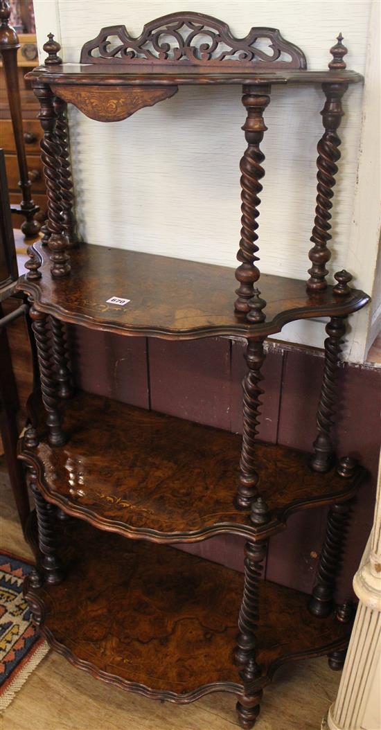 Victorian inlaid 4 tier walnut what not